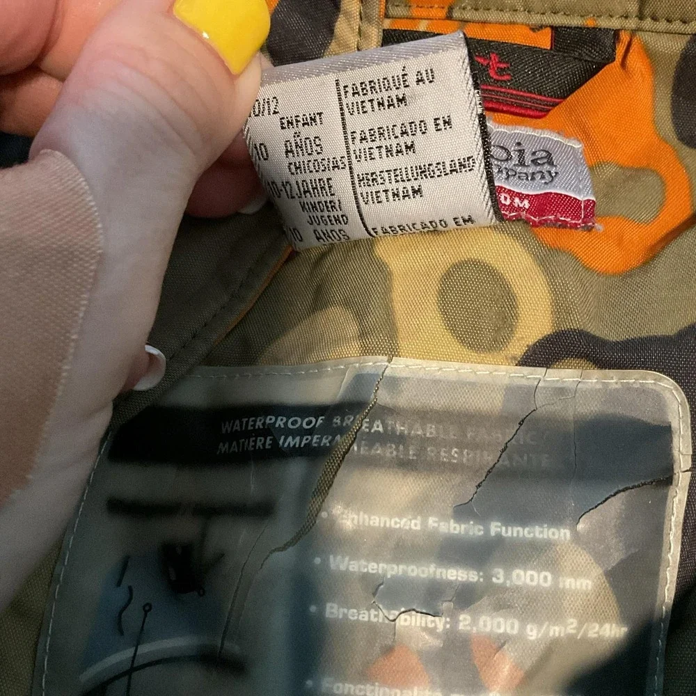Columbia Snow Pants Youth 10/12 Multicolor Camo Cargo Waterproof Ski Winter